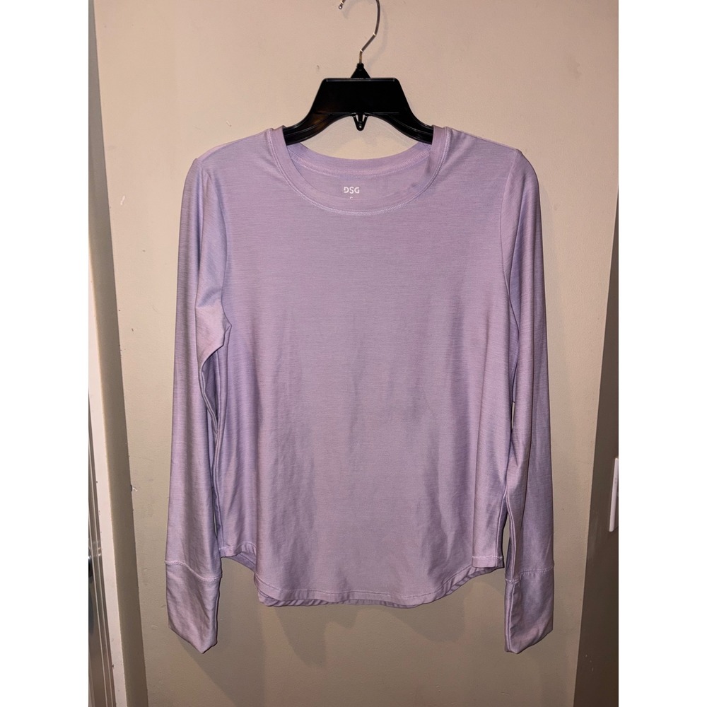 NWOT DSG Womens Purple Long Sleeve Athletic Top Crew Neck Thumbholes Size S